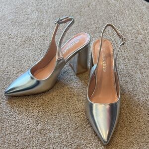 Berness Silver Slingback Heels for Women